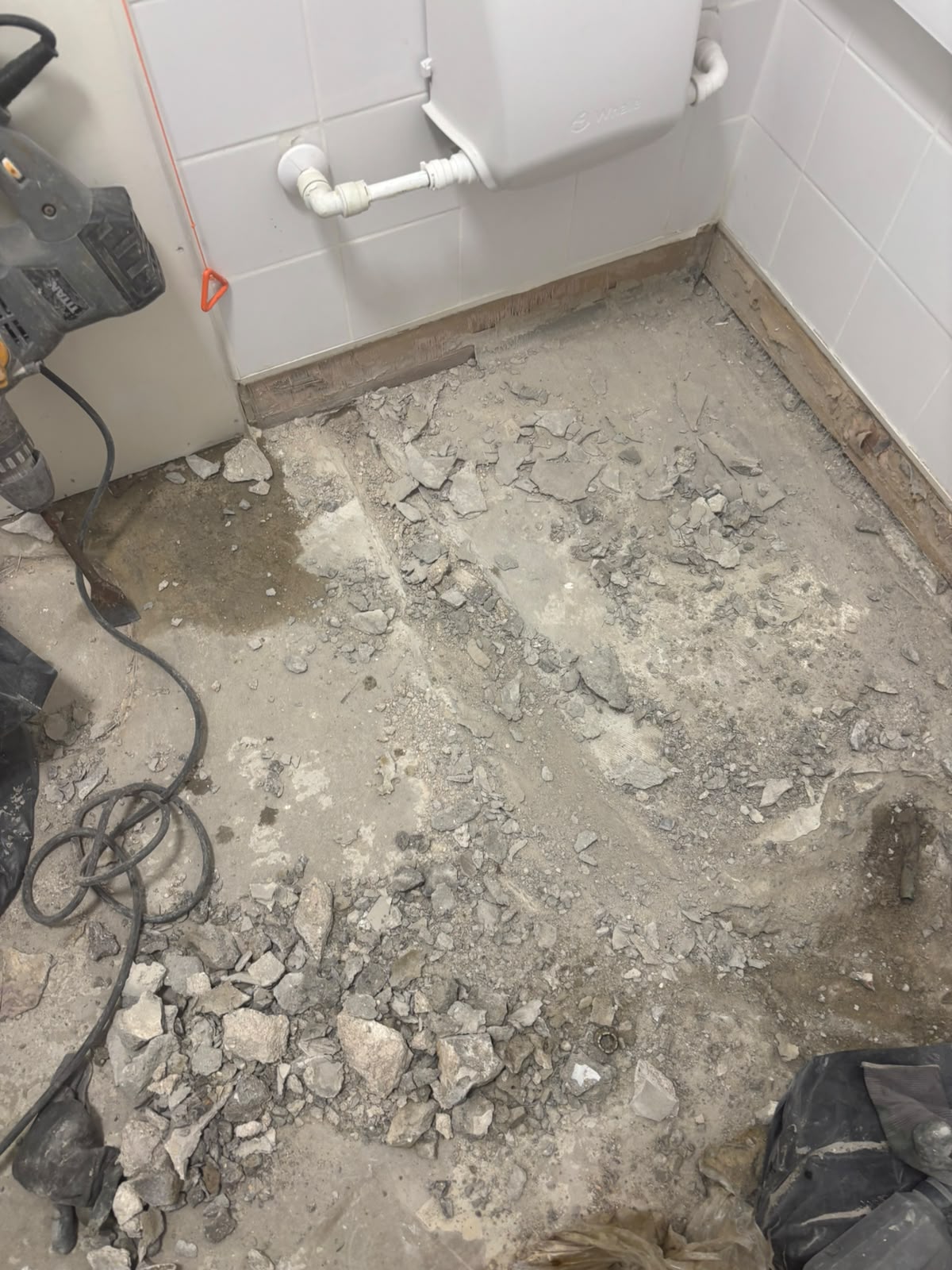 Channeled out concrete ready for New pipe work