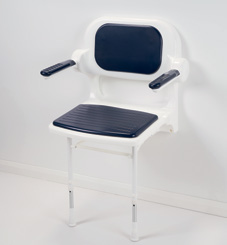 2000 Series Standard Fold-Up Shower Seat with Padded Back & Arms — Dark Blue (02232P)