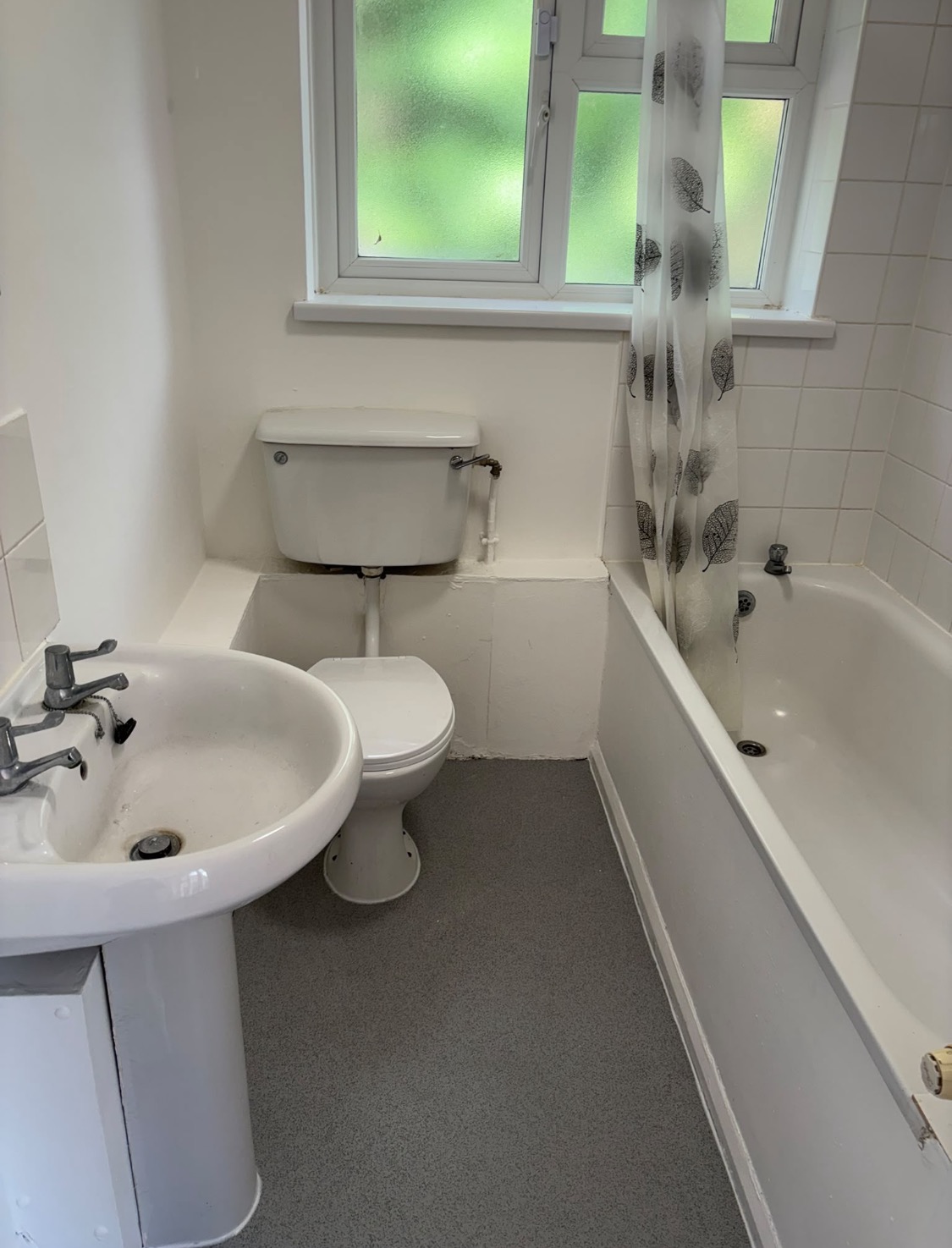 Completed Polysafe Standard Silver Birch bathroom flooring installed on behalf of Qualis Property Solutions for Epping council