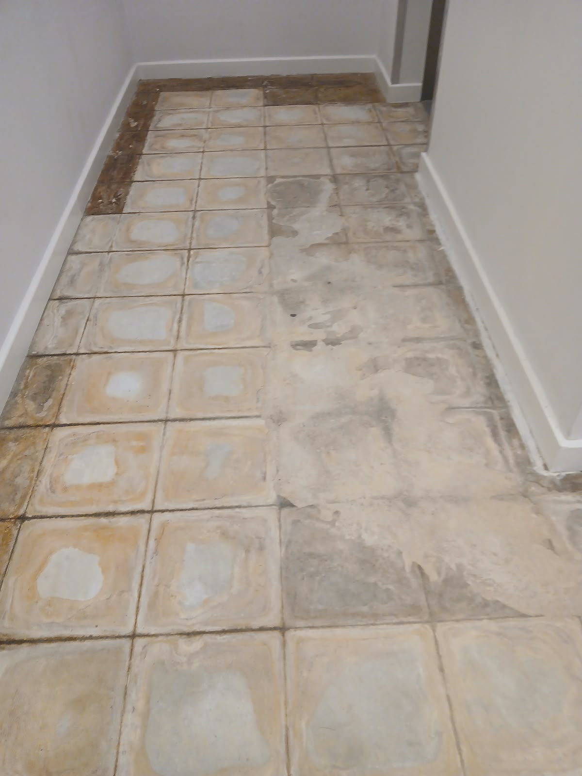 Communal floor after the old flooring was removed, before smoothing preparation